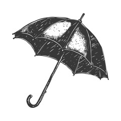 Wall Mural - Black and white hand drawn illustration of an umbrella