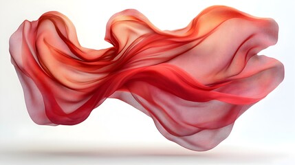 Fototapete - Vibrant Flowing Fabric in Shades of Red and Orange with Elegant Movement - Swirling,Twisting,and Curving Chiffon or Silk Material Creating a Conceptual Abstract Design