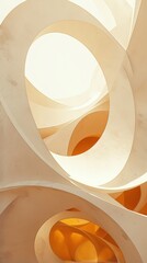 Poster - Abstract architectural shapes featuring large white curves and warm orange tones, creating a modern aesthetic.