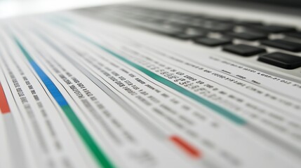 Poster - Documents and a calculator arranged on a desk during a financial analysis session in a workspace