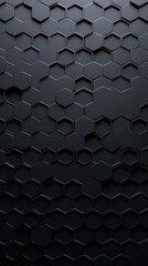 Poster - Abstract black hexagonal pattern with depth and dimension, creating a modern and sleek background.