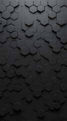Poster - Abstract pattern of interlocking hexagons in matte black, creating a modern and sleek aesthetic.