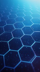 Poster - Futuristic hexagonal pattern with glowing lines and a deep blue gradient background, creating a high-tech ambiance.