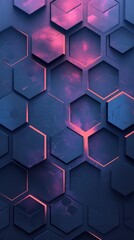 Poster - Abstract geometric background featuring illuminated hexagonal shapes in shades of blue and purple.