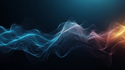 Poster - Abstract attractive technological background with the movement of a flowing wave of data transfer in stylish high-tech colors. Concept of digital data flow