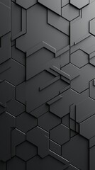 Poster - A sleek black hexagonal pattern creating a modern and minimalist background design.