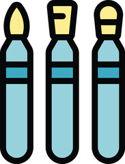 Poster - Set of three different paintbrushes is standing upright, ready to be used for creative art projects