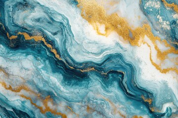 Poster - abstract luxury background with a blue and gold marble texture, white background with golden element
