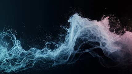Poster - Abstract attractive technological background with the movement of a flowing wave of data transfer in stylish high-tech colors. Concept of digital data flow