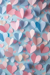 Leinwandbilder - Paperlike D hearts cascaded gently over an abstract pastel designs AI generated illustration