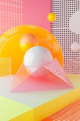 Poster - Pastel colored geometrical shape on an abstract d background AI generated illustration