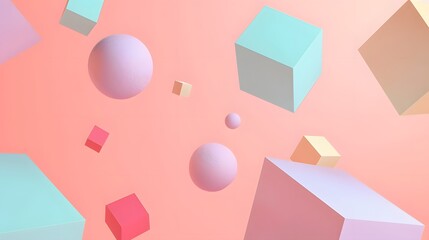 Leinwandbilder - Pastel geometric D shapes floating on a minimalist abstract background AI generated illustration