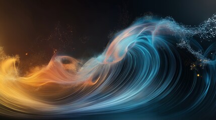 Poster - Abstract attractive technological background with the movement of a flowing wave of data transfer in stylish high-tech colors. Concept of digital data flow