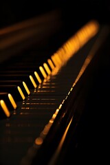 Poster - Piano keys illuminated in a dim minimalist setting AI generated illustration