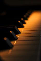 Poster - Piano keys illuminated in a dim minimalist setting AI generated illustration