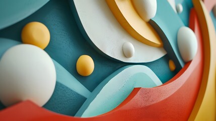 Leinwandbilder - Playful cartoonish shapes on a D abstract canvas AI generated illustration