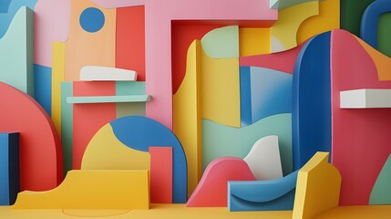 Leinwandbilder - Playful cartoonish shapes on a D abstract canvas AI generated illustration