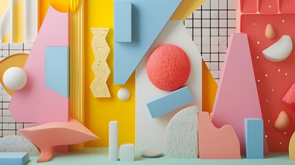 Leinwandbilder - Playful cartoonish shapes on a D abstract canvas AI generated illustration