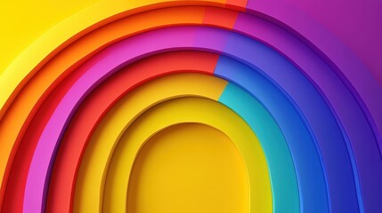 Wall Mural - Colorful layered rainbow arcs on a vibrant background, abstract design.