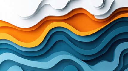 Wall Mural - Colorful paper waves, vibrant texture on white background