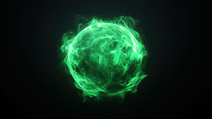Wall Mural - emerald energy sphere: a captivating abstract image of a glowing green orb, swirling with ethereal e