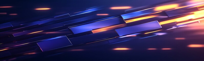 Fototapete - Abstract digital design with flowing blue and orange light beams, creating a dynamic sense of movement and energy.