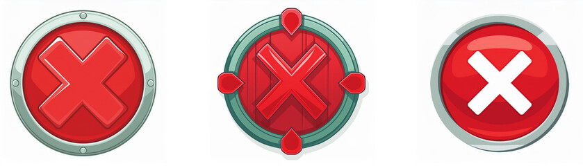 Leinwandbilder - Three red circular buttons with a white X in the center.