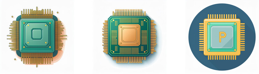 Poster - Three cartoon representations of a computer processor.