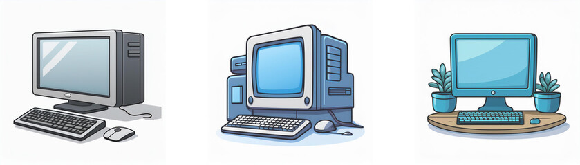 Poster - Three cartoon computers with different designs.