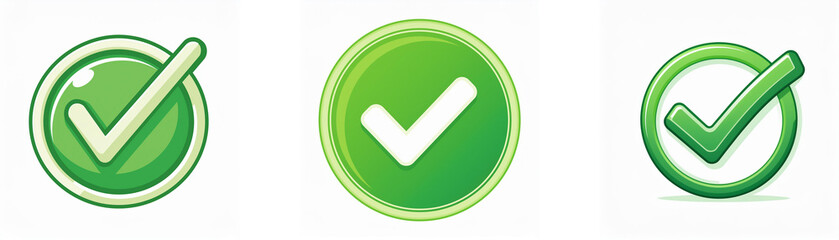 Poster - Three green check marks in different styles.