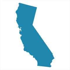 Wall Mural - Abstract - High Detailed blue Map of California isolated on white background. for your web site design map logo, app, Travel. Vector illustration eps10.	
