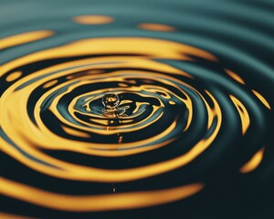 Poster - Explore the Mesmerizing Patterns Created by Water Droplets Rippling Across a Golden Surface