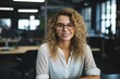 © Vorda Berge - Smiling portrait of a young hipster Caucasian woman in office