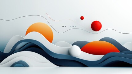 Poster - Abstract Digital Landscape with Shapes and Colors