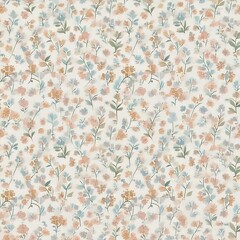 Wall Mural - seamless floral pattern, Seamless pattern of Minimalist Floral - Small, simple floral patterns with soft color tones