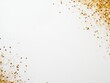 © Nikolai - Gold confetti scattered on a white background. A minimalistic and elegant design perfect for celebrations, events, or festive banners.