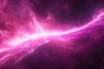 Fototapete - Dynamic neon light trails. A burst of radiant pink illumination. The journey of shining purple beams across the universe
