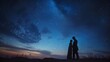 © pkproject - Couple Silhouetted Against Starry Night Sky on Mountain Landscape