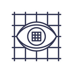 Wall Mural - an eye with a grid symbolizes structured perception and focus.