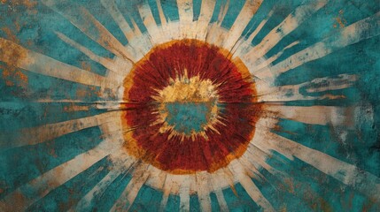 Poster - Abstract Sunburst with Colorful Textures and Patterns