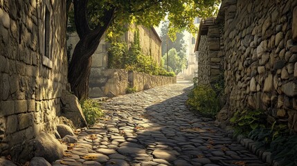 Wall Mural - Historical Road - Ancient road with cobblestones or old paths, showing the history and stories of travel.