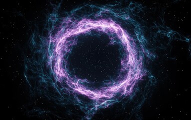 Poster - A mesmerizing cosmic vortex radiates purple and blue energy, set against a dark starry background, perfect for sci-fi and abstract themes.