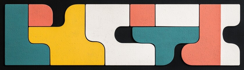 Poster - Colorful abstract shapes arranged artistically, showcasing creativity and modern design elements perfect for backgrounds and artistic projects.
