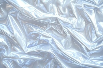 Poster - A close-up view of smooth, shimmering white fabric showcasing intricate folds and textures, perfect for backgrounds and design projects.