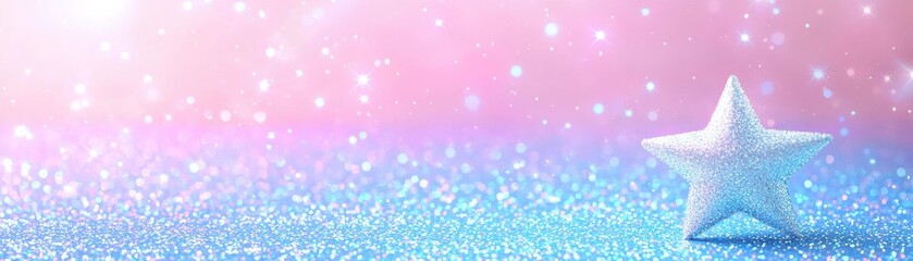 Poster - A shimmering star on a sparkling gradient background, embodying magic and wonder, perfect for festive themes and creative projects.