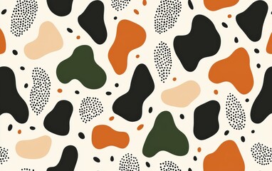 Poster - A vibrant abstract pattern featuring smooth organic shapes in earthy tones. Perfect for modern design projects, textiles, and backgrounds.