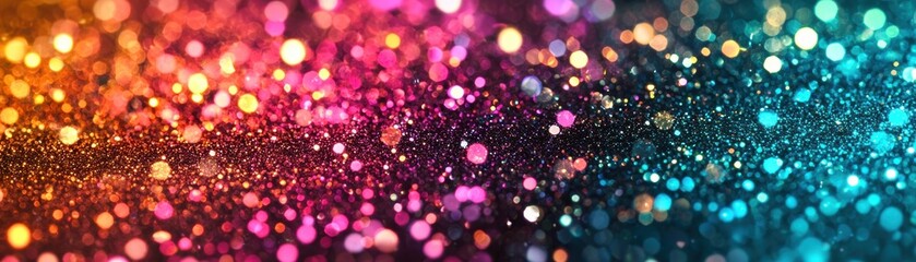 Poster - A vibrant blend of colorful bokeh lights, creating a sparkling atmosphere filled with joy and celebration, ideal for various creative projects.