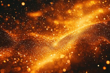 Poster - Golden bokeh and sparkling particles create a mesmerizing abstract background, perfect for adding warmth and elegance to any design project.