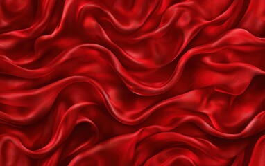 Canvas Print - Luxurious red satin fabric with flowing waves, perfect for backgrounds, fashion, and elegance-themed projects.