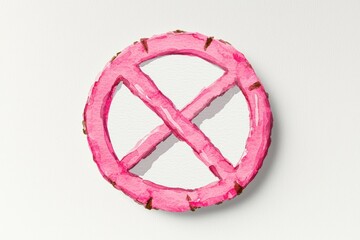 Poster - Pink watercolor no symbol, creative design for no entry or prohibition concepts, suitable for various graphic projects and visual communication.